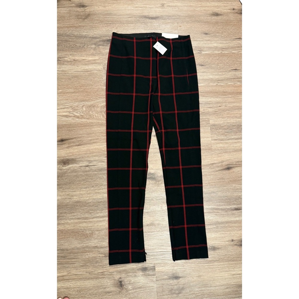 Ann Taylor The Audrey High Rise Plaid Pants Black Windowpane Skinny 4 NWT Goth